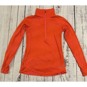 Under Amour Women’s Running Coldgear 1/4 Zip Neon Orange Small Petite Workout